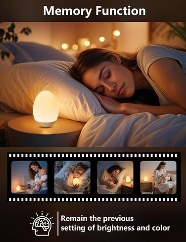 Egg Night Light for Nursery: Rechargeable Baby Touch Lamp | Soft rechargeable egg baby night light with touch control, stepless dimming and warm or RGB light for nursery and feeding in Kuwait