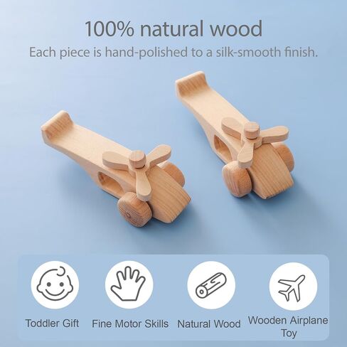 Moyii Montessori Wooden Airplane Toy with Spinning Propellers - Ideal Gift for Toddller Boys and Girls - Premium Wooden Toys for Early Development in Kuwait