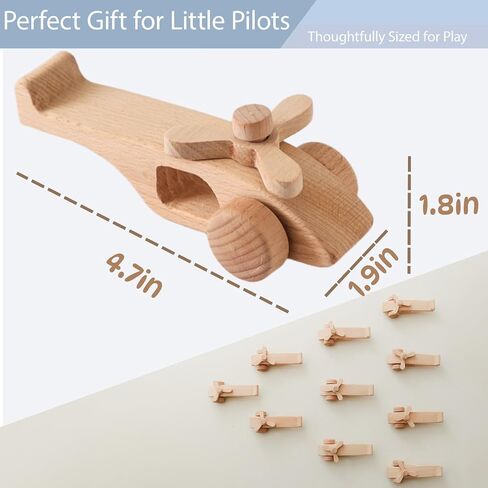 Moyii Montessori Wooden Airplane Toy with Spinning Propellers - Ideal Gift for Toddller Boys and Girls - Premium Wooden Toys for Early Development in Kuwait