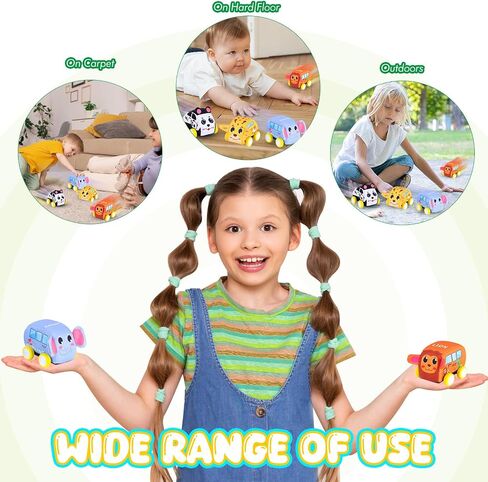 Jetbotell Soft Pull Back Vehicle Set for Toddler Toys Age 1-3 | 4 Cute Animal Cars | Vibrant Animal Designs | Safety & Easy Cleaning | Fine Motor Skills | Simply Pull Back and Release! in Kuwait