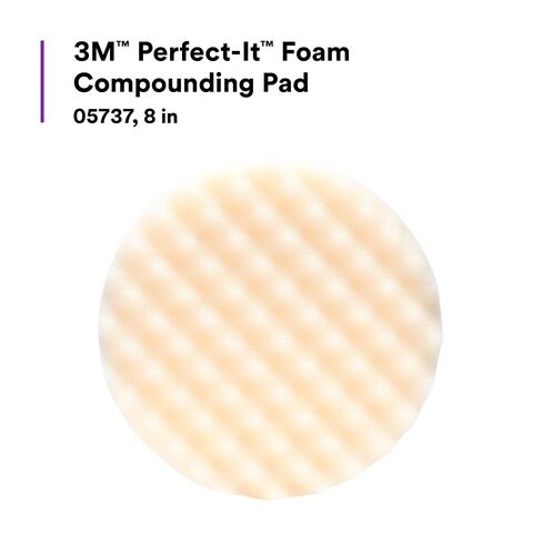 3M Perfect-It Foam Compounding Pad, 05737, Single Sided, 8 in | 1 Pad; Hook and Loop; Compounding Pad for Automotive in Kuwait