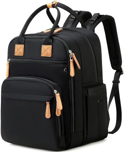 18 Pockets Large Diaper Bag Backpack, Black | Stroller Clips, Luggage Sleeve for Travel, Water-resistant, Easy to Clean in Kuwait