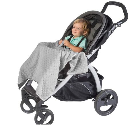 J.L. Childress Cuddle 'N Cover Stroller Blanket - Soft Baby Blanket for Travel, Car Seat, & Strollers, All-Weather Sun & Shade Protection for Infant & Toddler, Silky & Minky Fabric - 30" x 30", Grey in Kuwait