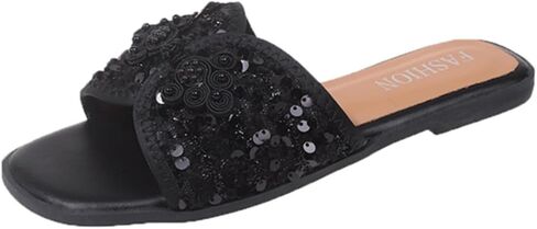 Women's Flat Sandals Open Toe Pearl Lightweight Anti Slip House Shoes Summer Outdoor Beach Slippers for Daily Wear in Kuwait