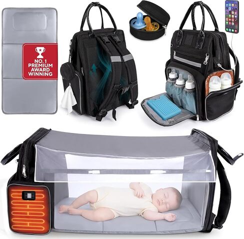 Premium Baby Diaper Bag with Changing Station, Diaper Bag Backpack w/ Pad | Award-winning, built-in changing station, warming pockets, waterproof, travel ready, unisex in Kuwait