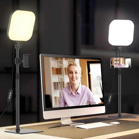 Mojimdo Video Conference Lighting, 180 LED Webcam Light with 3 Color & 5 Brightness for Video Recording, Zoom Light with Phone Holder for Laptop Computer Online Meeting, Video Calls, Live Streaming in Kuwait