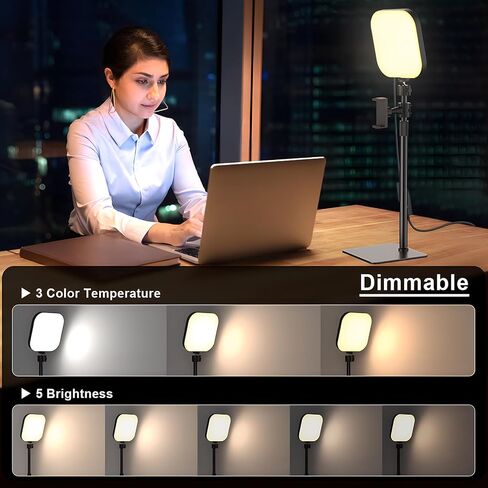 Mojimdo Video Conference Lighting, 180 LED Webcam Light with 3 Color & 5 Brightness for Video Recording, Zoom Light with Phone Holder for Laptop Computer Online Meeting, Video Calls, Live Streaming in Kuwait
