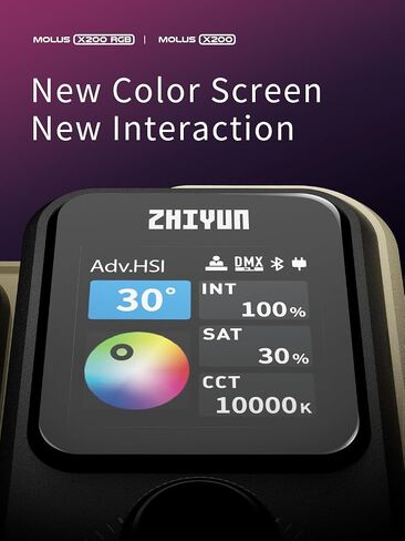 ZHIYUN MOLUS X200 RGB Combo Handheld LED Video Light | 200W Portable Continuous Output Lighting,2500K~10000K 13400Lux CRI ≈95 TLCI ≈97,Bowens Mount in Kuwait