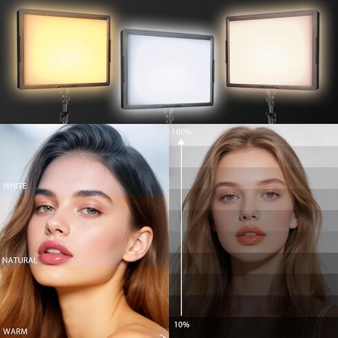 LED Photo Video Light 2-Pack, Ci-Fotto Bi-Color Dimmable LED Continuous Lights, Photography Lighting Kit 2800-6500K CRI 97+ for Studios, YouTube TikTok Video Recording, Game Streaming in Kuwait
