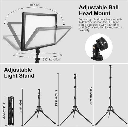 LED Photo Video Light 2-Pack, Ci-Fotto Bi-Color Dimmable LED Continuous Lights, Photography Lighting Kit 2800-6500K CRI 97+ for Studios, YouTube TikTok Video Recording, Game Streaming in Kuwait