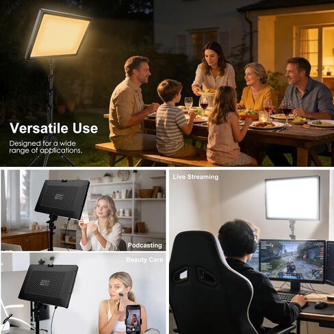 LED Photo Video Light 2-Pack, Ci-Fotto Bi-Color Dimmable LED Continuous Lights, Photography Lighting Kit 2800-6500K CRI 97+ for Studios, YouTube TikTok Video Recording, Game Streaming in Kuwait