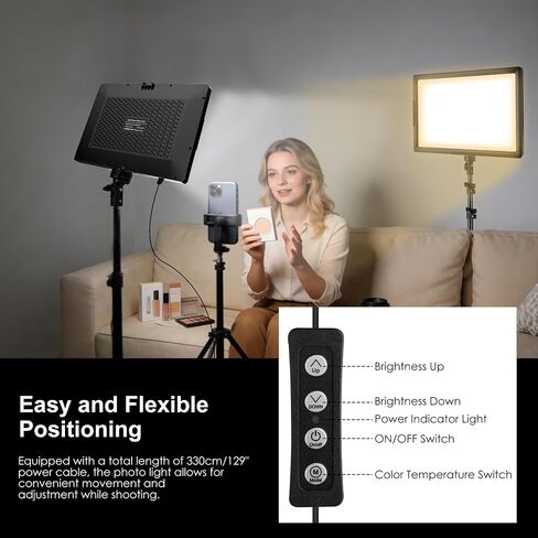 LED Photo Video Light 2-Pack, Ci-Fotto Bi-Color Dimmable LED Continuous Lights, Photography Lighting Kit 2800-6500K CRI 97+ for Studios, YouTube TikTok Video Recording, Game Streaming in Kuwait