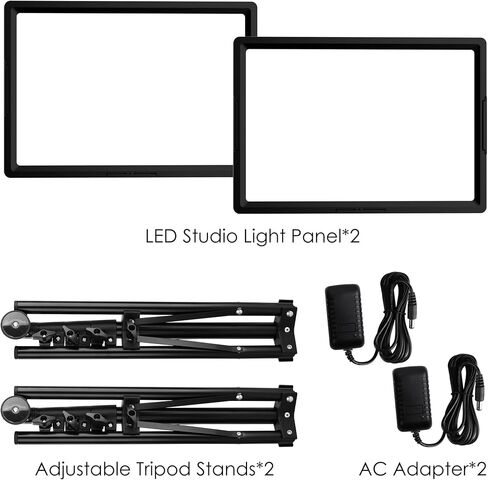 LED Photo Video Light 2-Pack, Ci-Fotto Bi-Color Dimmable LED Continuous Lights, Photography Lighting Kit 2800-6500K CRI 97+ for Studios, YouTube TikTok Video Recording, Game Streaming in Kuwait