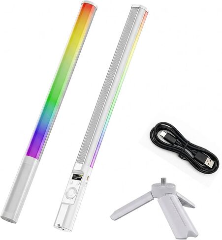 RGB LED Handheld Fill Light Stick, 2600mAh Rechargeable Battery + Tripod, 360° Full Color, 24 Scene Modes, APP & Rotate Button Control for Vlogging, Live Streaming, Studio & Video Conference in Kuwait