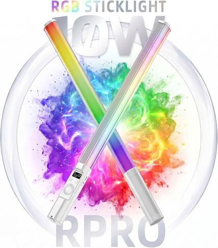 RGB LED Handheld Fill Light Stick, 2600mAh Rechargeable Battery + Tripod, 360° Full Color, 24 Scene Modes, APP & Rotate Button Control for Vlogging, Live Streaming, Studio & Video Conference in Kuwait