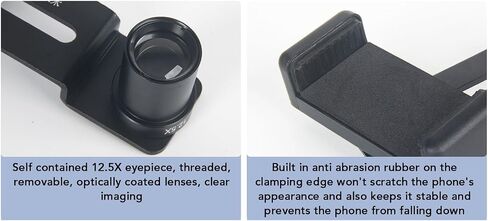 Tangxi Microscope Lens Smartphone Adapter, 12.5X Eyepiece Magnification up to 500X, with Built in Optical Glass for Clear Imaging, for Smartphones and Microscope Eyepiece Tubes in Kuwait