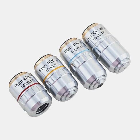 Microscope Plan Achromatic Objective Lens 4X 10X 40X 100X Pure Copper Material RMS Thread for(40X) in Kuwait
