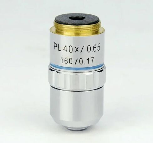 Microscope Plan Achromatic Objective Lens 4X 10X 40X 100X Pure Copper Material RMS Thread for(100X) in Kuwait