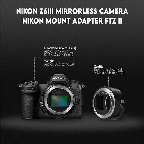 Nikon Z6III Mirrorless Camera with FTZ II Adapter | 24.5MP full frame sensor with 6K internal RAW and FTZ II adapter for photography, videography and low light in Kuwait