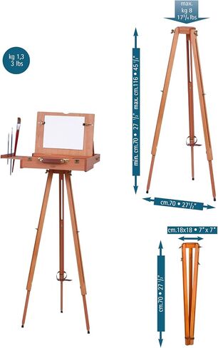 Mabef M/A30 Wooden Tripod. Oiled Beechwood Artist Support Stand for Pochade Boxes, Indoor Outdoor, Supports up to 17 3/4 lbs in Kuwait