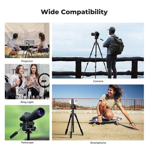 K&F CONCEPT 76" Aluminum Camera Tripod for Travel | Video Tripod, Lightweight Travel Tripod, Tripod with 3-Way Head, Aluminium Camera Tripod for DSLR O234A3+BV01 in Kuwait