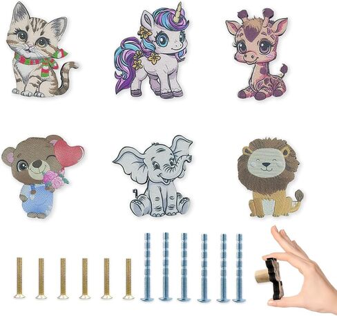 6Pack Wooden Cute Kids Woodland Animals Lion Elephant Fox Cabinet Dresser Drawer Knob Handle Nursery Closet Cupboard Drawer Knobs Pulls in Kuwait