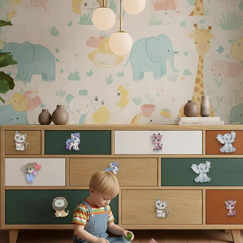 6Pack Wooden Cute Kids Woodland Animals Lion Elephant Fox Cabinet Dresser Drawer Knob Handle Nursery Closet Cupboard Drawer Knobs Pulls in Kuwait