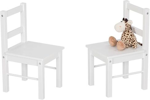 UTEX Child's Wooden Chair Pair for Play or Activity, Set of 2, White | Toddler Chairs for Table, Durable Solid Wood, Slatted Back, Water-based Paint for toddlers ages 3-8 in Kuwait