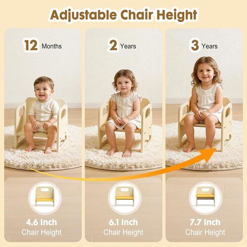 GVOO Montessori Weaning Table and Chair Set, 3 Adjustable Height Toddler Table and Chair Set, for Eating, Reading, Baby Proofing Design in Kuwait