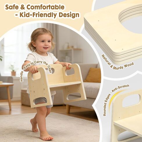 GVOO Montessori Weaning Table and Chair Set, 3 Adjustable Height Toddler Table and Chair Set, for Eating, Reading, Baby Proofing Design in Kuwait