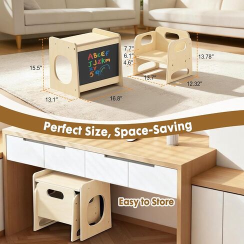 GVOO Montessori Weaning Table and Chair Set, 3 Adjustable Height Toddler Table and Chair Set, for Eating, Reading, Baby Proofing Design in Kuwait