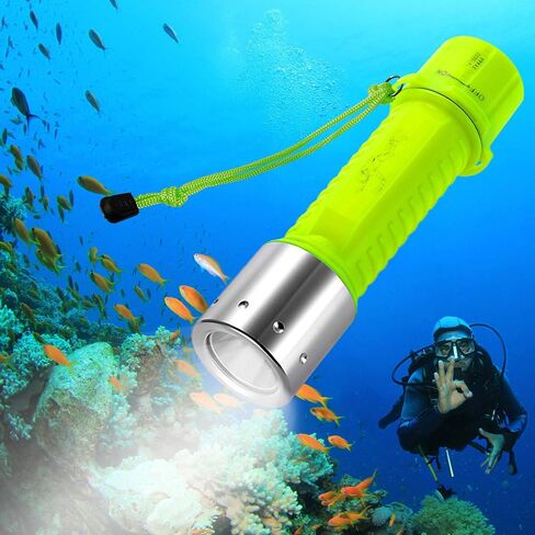 BlueFire Professional 1100 Lumen Diving Flashlight Bright Submarine Light Scuba Safety Lights Waterproof Underwater Torch for Outdoor Under Water Sports (Green (1-Pack)) in Kuwait