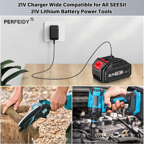 Power Cord for SEESII Mini Chainsaw/Impact Wrench/Pole Saw UL Listed 21V | Perfeidy 21V Chainsaw Lithium Battery Charger Adapter Power Supply Black for SEESII Mini Chainsaw/Impact Wrench/Pole Saw in Kuwait