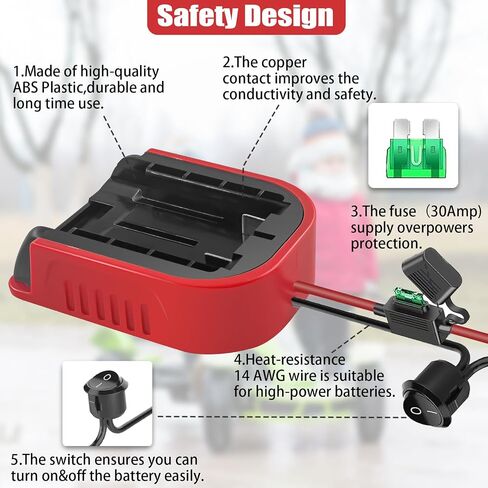 2 Packs Power Wheel Adapter for Craftsman V20 20V Battery with Fuse & Wire terminals & 14 Gauge Wire, Good Power Convertor for DIY Ride On Truck, Robotics and RC Toys in Kuwait