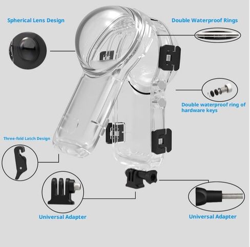 Coyktonty Invisible Dive Case for Insta360 X4 Air,196ft/60M Waterproof Housing with Bracket Mount Adapter Accessories in Kuwait