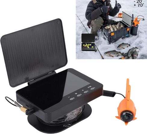 Cosiki Underwater Fish Finder, 4.3in 1500 Nits HD Screen 5MP 1080P Ice Fishing Camera 195° Wide Angle with 8 LED Lights 20m Cable for Ice Fishing Lake Sea Boat Kayak in Kuwait
