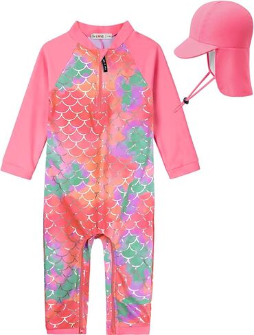 weVSwe Baby Girl UPF 50+ Rash Guard & Sun Hat Set 0-3 Years | Long Sleeve UV Swimsuit, Full Sun Protection Set, Quick-Dry Fabric, OEKO-TEX certified in Saudi Arabia