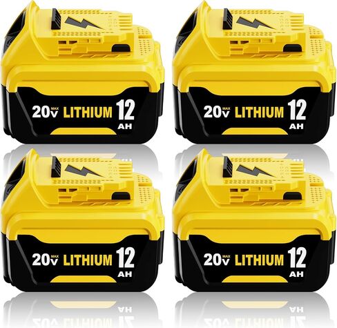 2Packs 12.0A Battery Replacement for Dewalt 20V Battery and DCB102 Charger | Compatible with Dewalt 20V Battery Lithium DCB207 DCB206 DCB203 DCB204 DCB200 DCB201 Series Power Tool in Kuwait