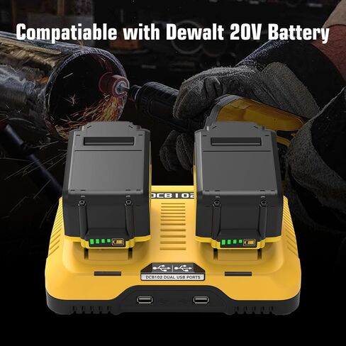 2Packs 12.0A Battery Replacement for Dewalt 20V Battery and DCB102 Charger | Compatible with Dewalt 20V Battery Lithium DCB207 DCB206 DCB203 DCB204 DCB200 DCB201 Series Power Tool in Saudi Arabia