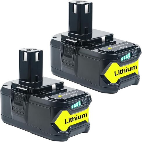 DTK Upgraded 2Packs P108 18V Battery Replacement for Ryobi 18V ONE+ Battery Fit P102 P103 P104 P105 P107 P109 P122 PBP002 PBP003 PBP004 PBP005 RB18L50 Cordless Tool 6.2Ah Batteries with Indicator in Kuwait