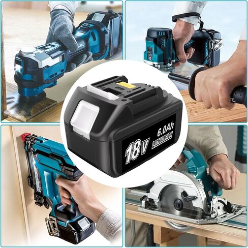 JYJZPB 2 Pack 18V Batteries Compatible for Makita 18 Volt Battery BL1860B BL1820B BL1830B BL1840B BL1850B LXT-400 Fit for Makita 18V Cordless Power Tools, with 6000 mAh High Capacity | 6.0Ah Capacity, Replace for Makita BL1860B BL1820B BL1830B BL1840B BL1 in Saudi Arabia
