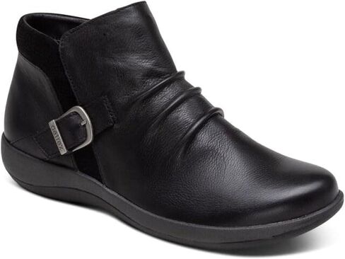 Aetrex Women's Luna Orthopedic Leather Ankle Boots - Adjustable Boots with Side Zippers and Buckle - Comfort Arch Support Casual Short Booties in Kuwait