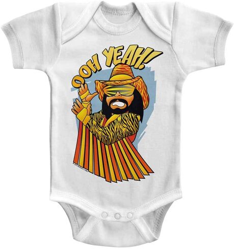 American Classics Macho Man Ooh Yeah Wrestling Infant Bodysuit White | Officially Licensed Macho Man Randy Savage Merch, Designed and Printed in the USA, 100% Cotton Snap Bodysuit, Unisex Baby in Kuwait