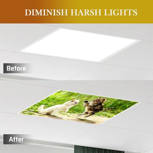 2 Pcs Fluorescent Light Covers for Drop Ceiling, Magnetic Fabric Diffuser, 4x2 Feet, for Office, School, Hospital, Home(Cats Playing) in Kuwait