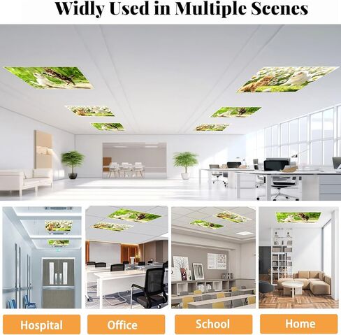 2 Pcs Fluorescent Light Covers for Drop Ceiling, Magnetic Fabric Diffuser, 4x2 Feet, for Office, School, Hospital, Home(Cats Playing) in Kuwait