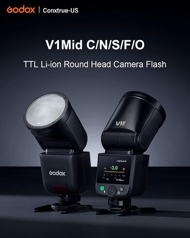 Godox V1mid S TTL Flash for Sony, V1 mid with AK-R1 Accessories Kit | 2.4G HSS Touchscreen, 1.7s Recycle Time 650 Full Power Pops, USB-C Charging Battery, Modeling Lamp for Street Photography in Kuwait