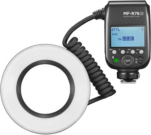 Flashpoint MF-R76 TTL Macro Ring Flash for Sony Camera, Power Adjustment, 0.1-1s Recycle Time, 76Ws Macro Flash Ring Powered by 7.2V/3000mAh Rechargeable Li-Ion Battery, 550 Full-Power in Kuwait