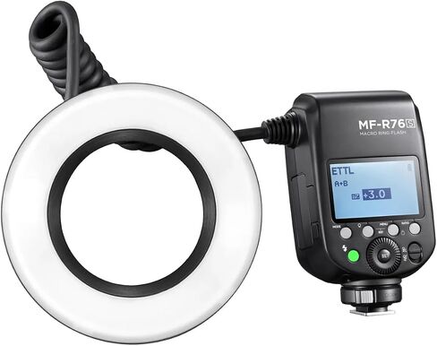 Flashpoint MF-R76 TTL Macro Ring Flash for Sony Camera, Power Adjustment, 0.1-1s Recycle Time, 76Ws Macro Flash Ring Powered by 7.2V/3000mAh Rechargeable Li-Ion Battery, 550 Full-Power in Kuwait