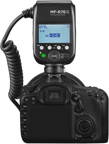 Flashpoint MF-R76 TTL Macro Ring Flash for Sony Camera, Power Adjustment, 0.1-1s Recycle Time, 76Ws Macro Flash Ring Powered by 7.2V/3000mAh Rechargeable Li-Ion Battery, 550 Full-Power in Kuwait