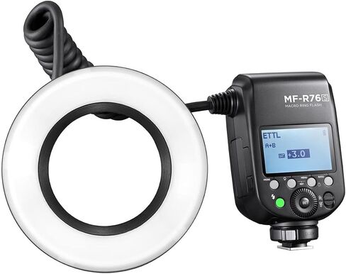 Flashpoint MF-R76 TTL Macro Ring Flash for Sony Camera, Power Adjustment, 0.1-1s Recycle Time, 76Ws Macro Flash Ring Powered by 7.2V/3000mAh Rechargeable Li-Ion Battery, 550 Full-Power in Kuwait